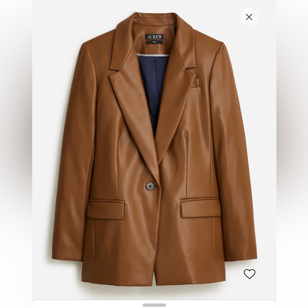 J.Crew Willa blazer in Brown Faux Leather - size 16 EUC